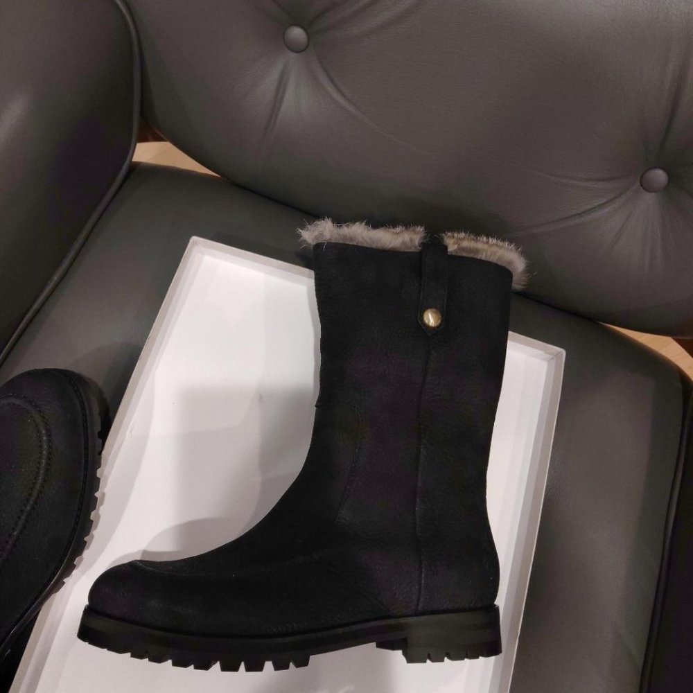 Jimmy Choo  Black Deane Flat Suede & Fur Boots